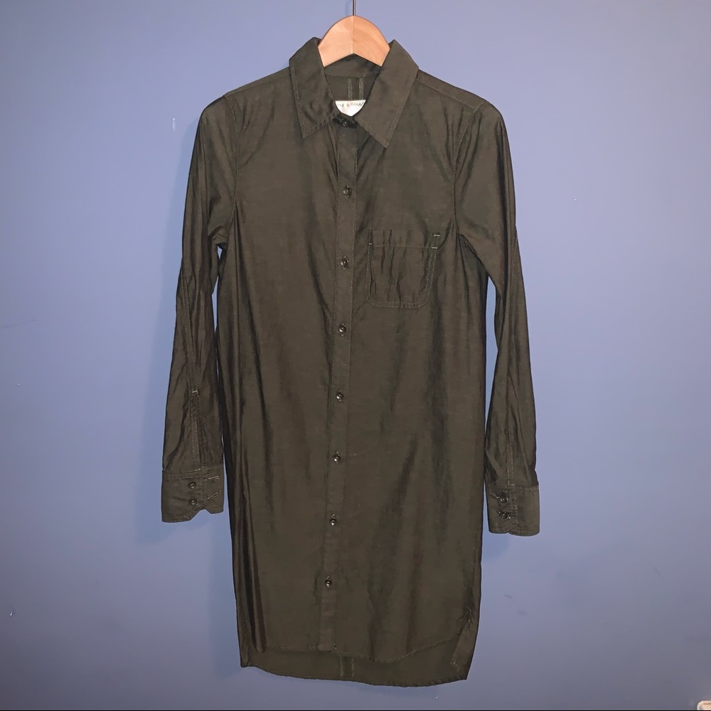Rag & Bone Army Green Button Up Cotton Dress Size XS